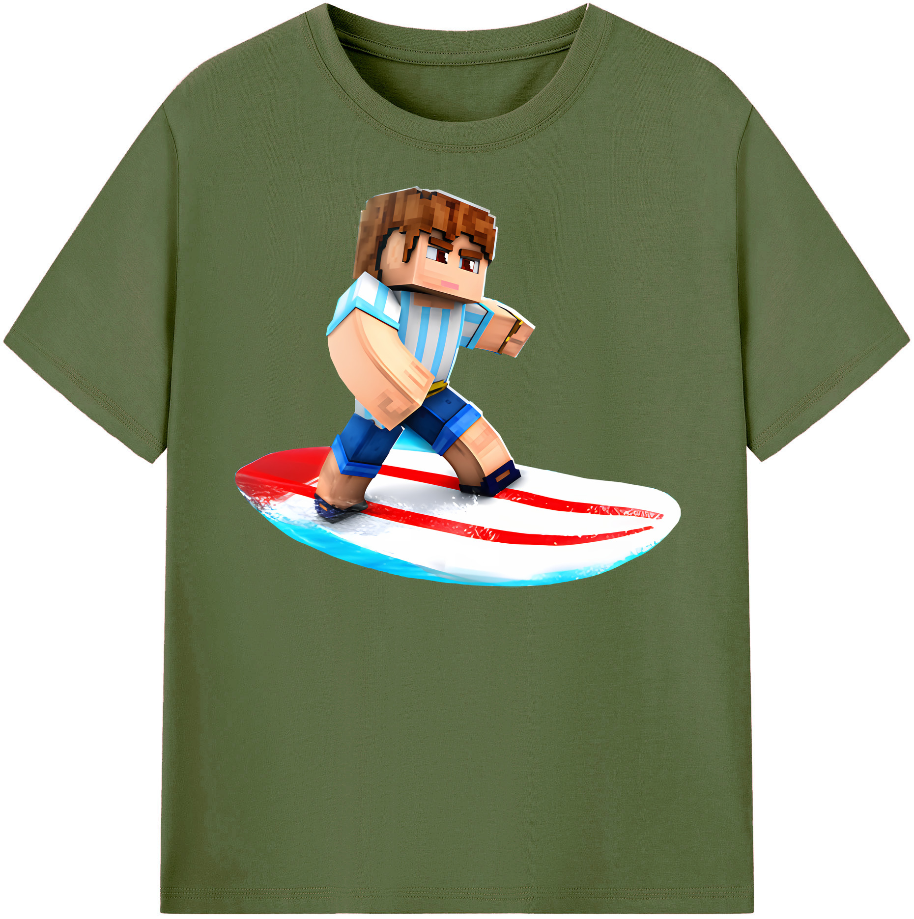 （画像用） マインクラフト ブロックの世界 Minecraft MC Block world 綿100％半袖Tシャツ（フロントプリント）